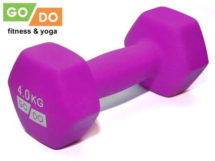 Гантель GO DO в виниловой матовой неопреновой оболочке. Вес 4 кг.  (Фиолетовый)