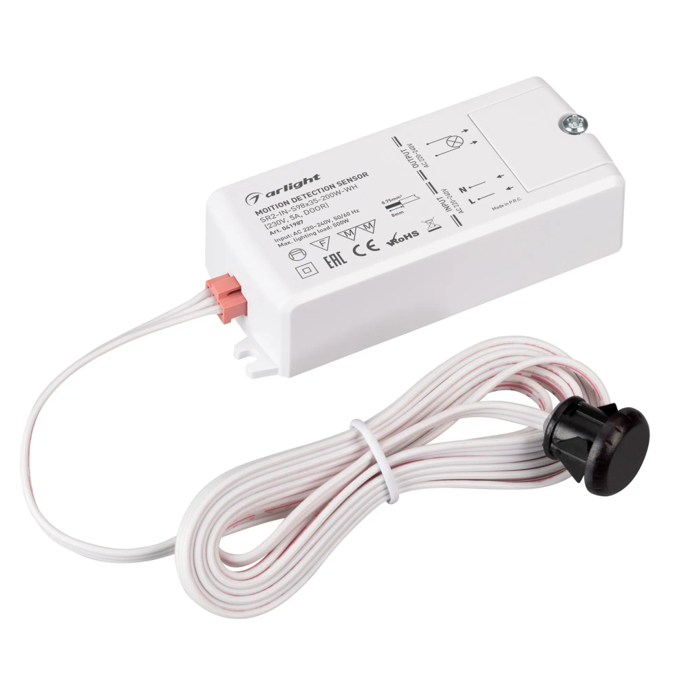 ИК-датчик SR2-IN-S98x35-200W-WH (230V, 5A, DOOR) (Arlight, IP20 Пластик, 5 лет) 041987