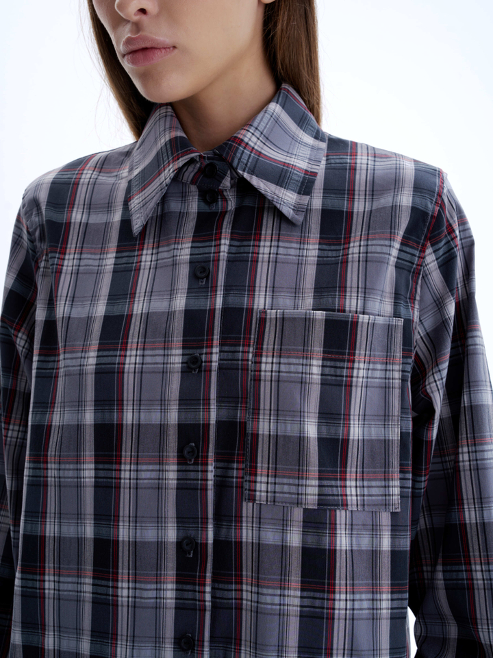 Рубашка с широкими манжетами в клетку