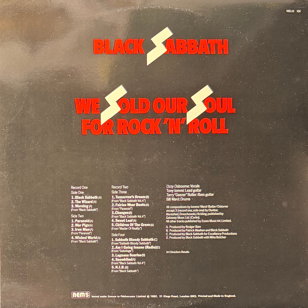 Black Sabbath ‎– We Sold Our Soul For Rock 'N' Roll 2LP (Ирландия 1982г.) Т