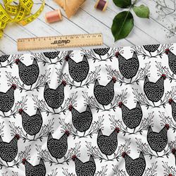 Ткань лен курочки