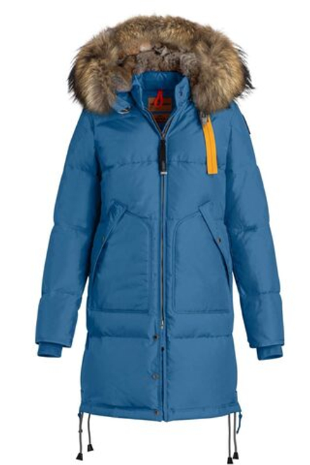 Пальто жен Parajumpers LONG BEAR 542 бирюзовое, капюшон енот