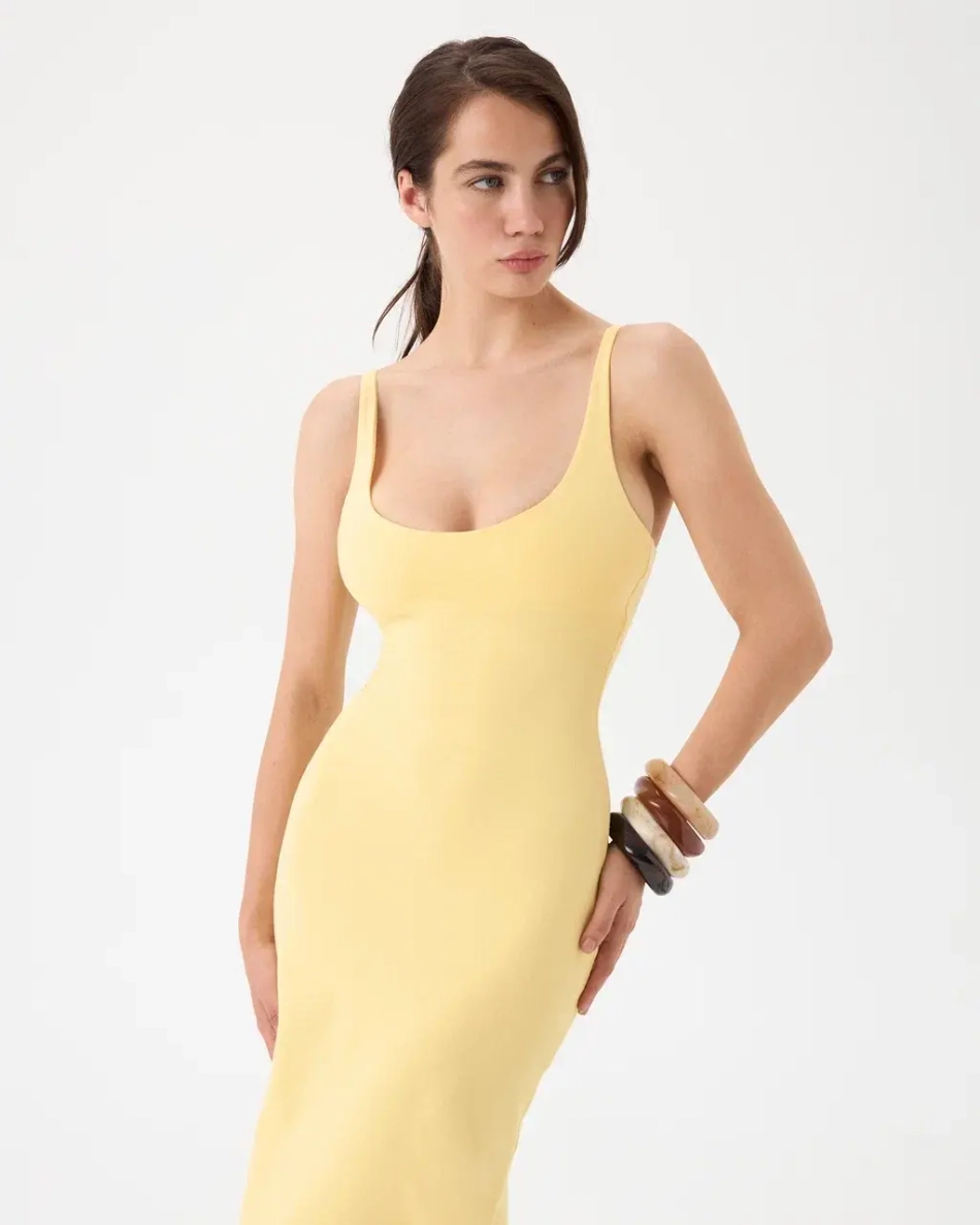 LEMON PEACHY COTTON MAXI DRESS
