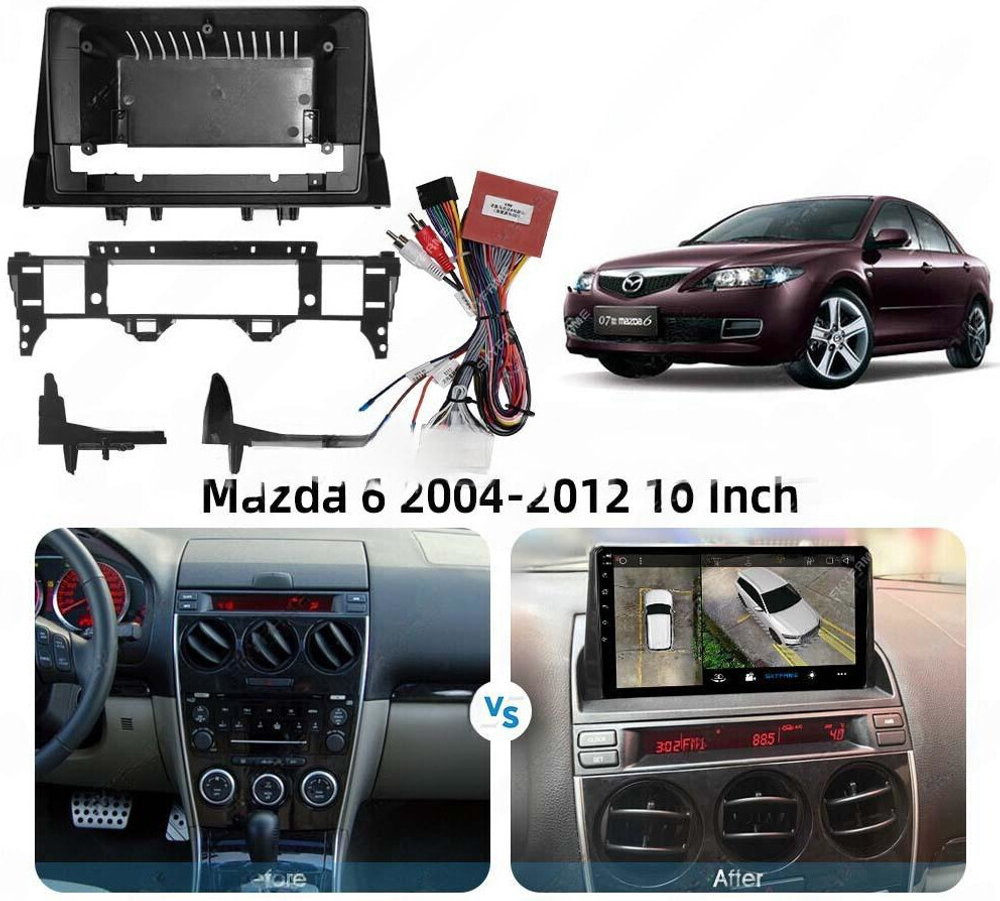 Магнитола для Mazda 6 2002-2007 (вместо верхнего бардачка) - Carmedia SF-9506-B QLed+2K, Android 13, TS20, CarPlay, 4G SIM-слот