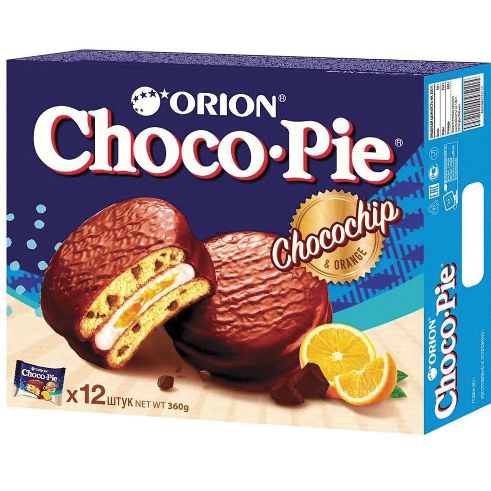 Orion Choco-Pie апельсин и шоколад пирожное, 360 г, 2 шт
