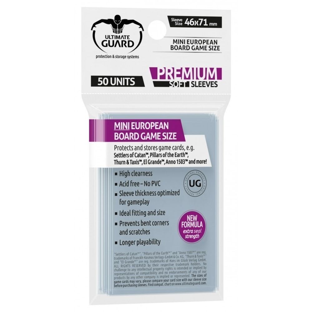 Протекторы для настольных игр: Mini European (46х71, 50 шт.) Протекторы для настольных игр: Mini European (46х71, 50 шт.)