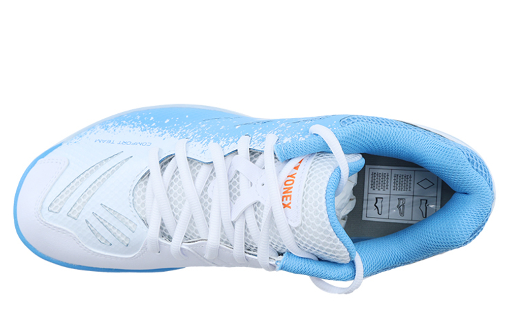 YONEX Power Cushion Textile, Synthetic Leather Low top Badminton Shoes Unisex White Sky Blue