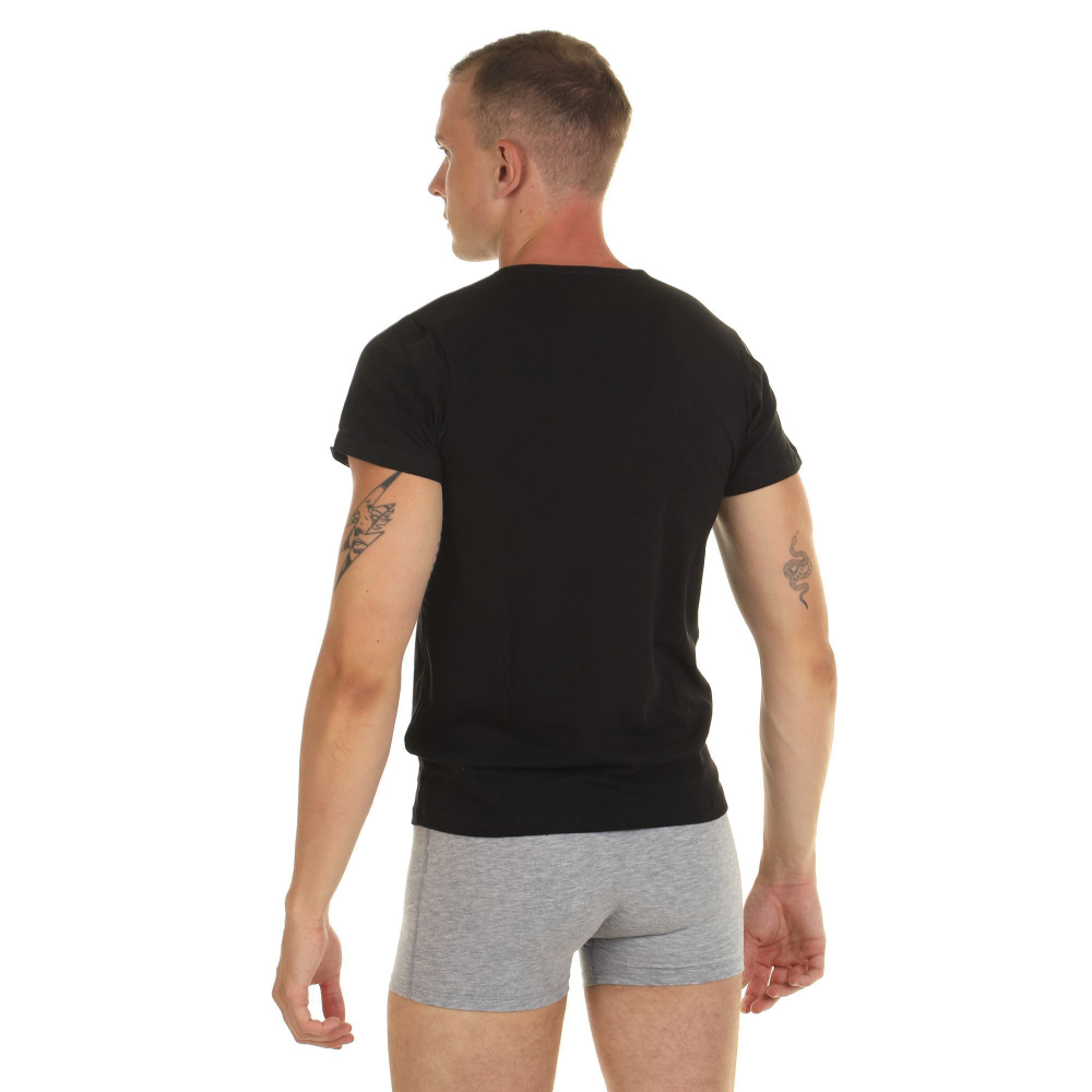 Мужская хлопковая футболка с V-образным вырезом (Размер: XL) (Цвет: белый)