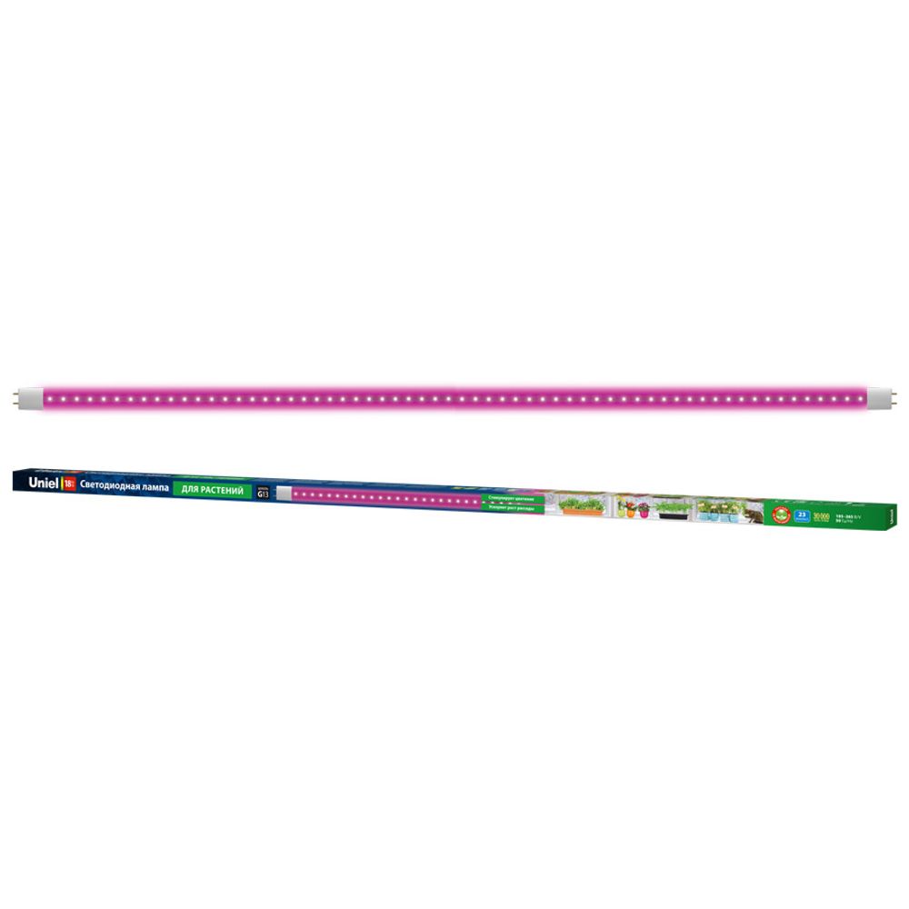 LED-T8-18W/SPSB/G13/CL PLP30WH Лампа светодиодная для растений. Форма T8, прозрачная. Спектр для рассады и цветения. ТМ Uniel.