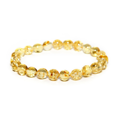 Браслет из янтаря натурального на руку, бусины 7-8 мм. Браслет мятый шар из натуральных камней из Калининграда