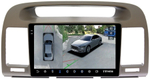 Магнитола Toyota Camry 30 2001-2006 (рамка оливковая) - Teyes CC3-2K-360 монитор 9.5" 2K QLED на Android 10, 6Гб+128Гб, CarPlay, 4G SIM-слот, 4 камеры в комплекте