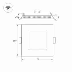 Светильник DL-172x172M-15W Warm White (Arlight, IP40 Металл, 3 года) 020133