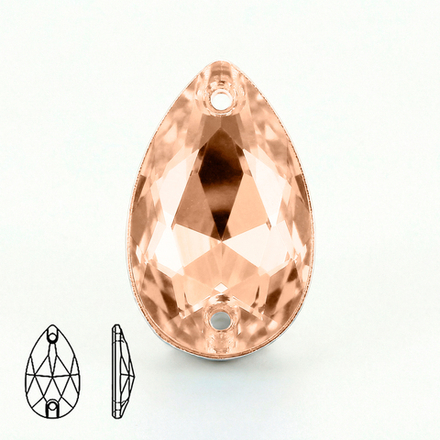 Пришивные стеклянные стразы (Gold Champagne / Голд Шампань, форма “капля” / Teardrop)