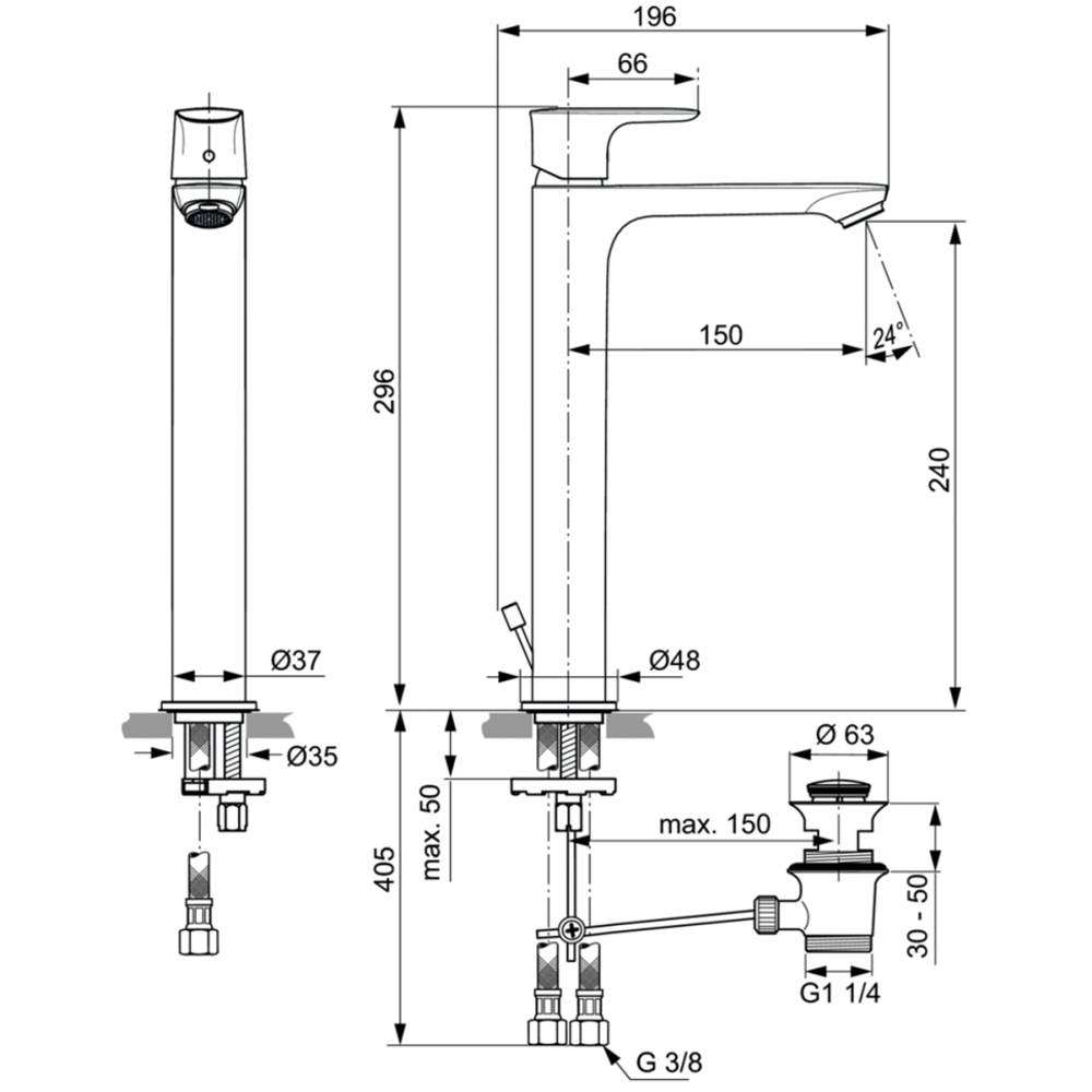 Смеситель Ideal Standard  CONNECT AIR A7026AA для умывальника