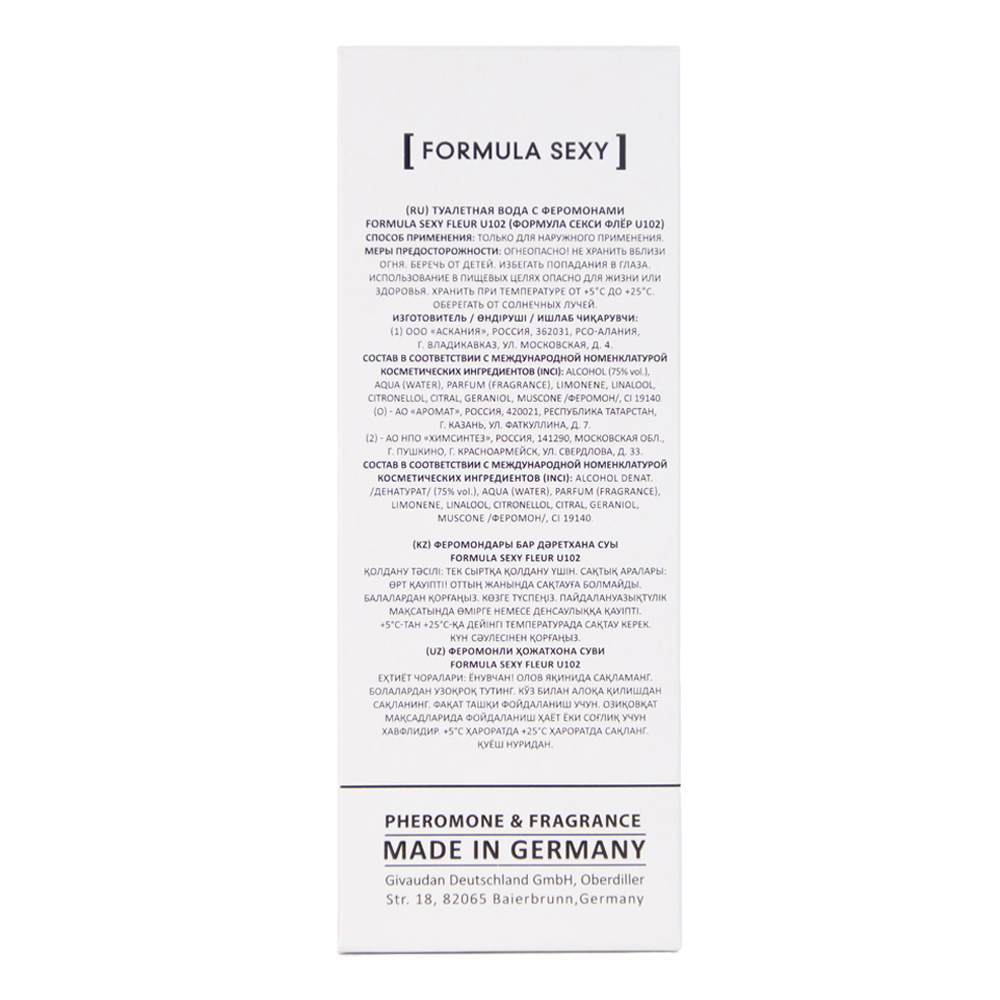 Вода туалетная c феромонами Formula Sexy Fleur U102 (Формула Секси Флёр U102) – 30ml
