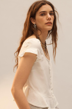 ZARA ТОП С КОРОТКИМИ РУКАВАМИ - LIMITED EDITION, ЦВЕТ ЛЬДА