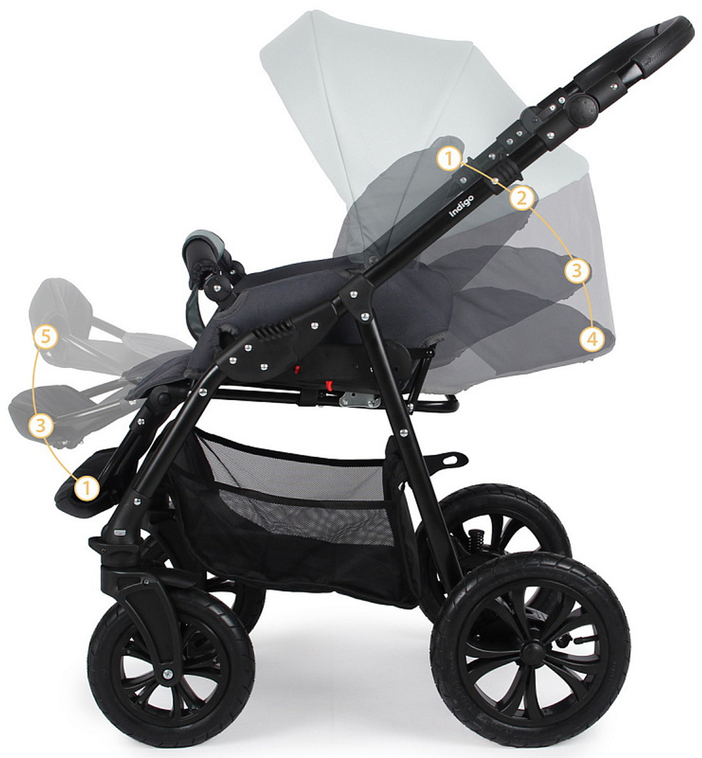 Детская коляска Indigo Charlotte Sity 3 в 1 с автокреслом Avionaut Cosmo Cs 02 т.серый+шалфей