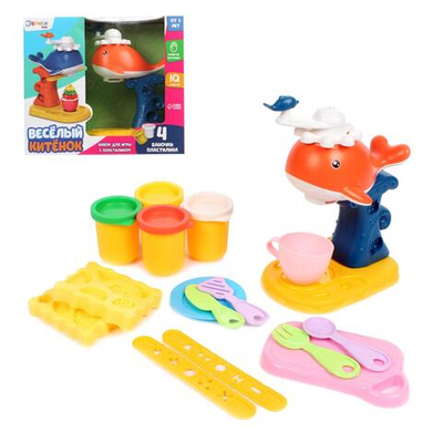 Набор для игры с пластилином "Веселый китенок" 4 баночки с пластилином 7159946