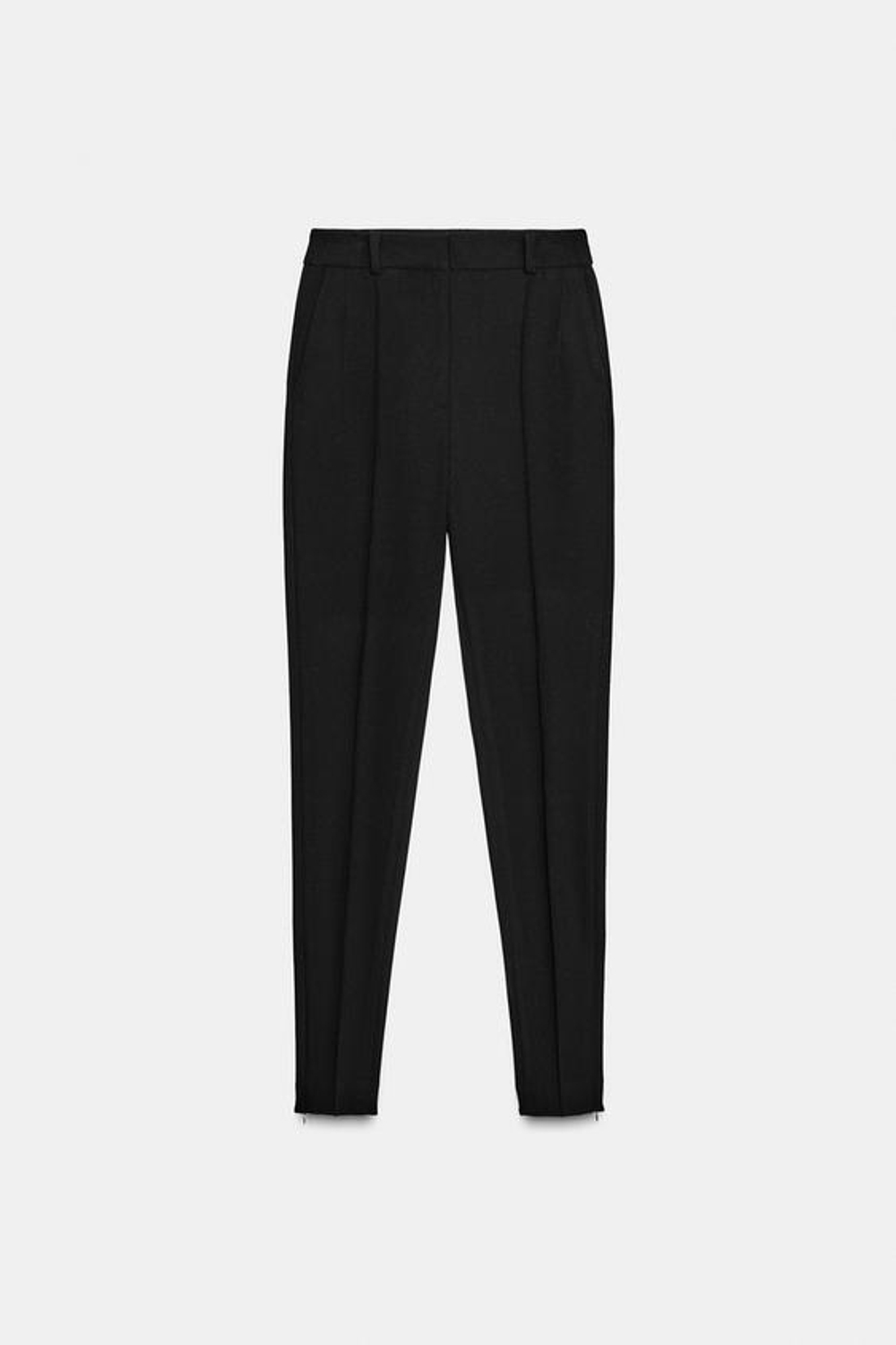 ZARA УЗКИЕ БРЮКИ С ВЫСОКОЙ ПОСАДКОЙ И МОЛНИЯМИ СНИЗУ, ЧЕРНЫЙ