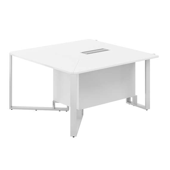 SP.0103.WH.WH.WH / Модуль боковой 1400х1400х750 / столешница:белый, подстолье:белый, металлокаркас:белый, лючок:белый