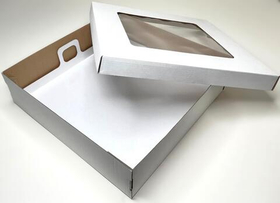 Коробка  под канапе, пироги и выпечку с окошком 300*300*80 мм.