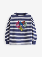 Лонгслив для девочки Next K88-510, Темно-синий, Белый