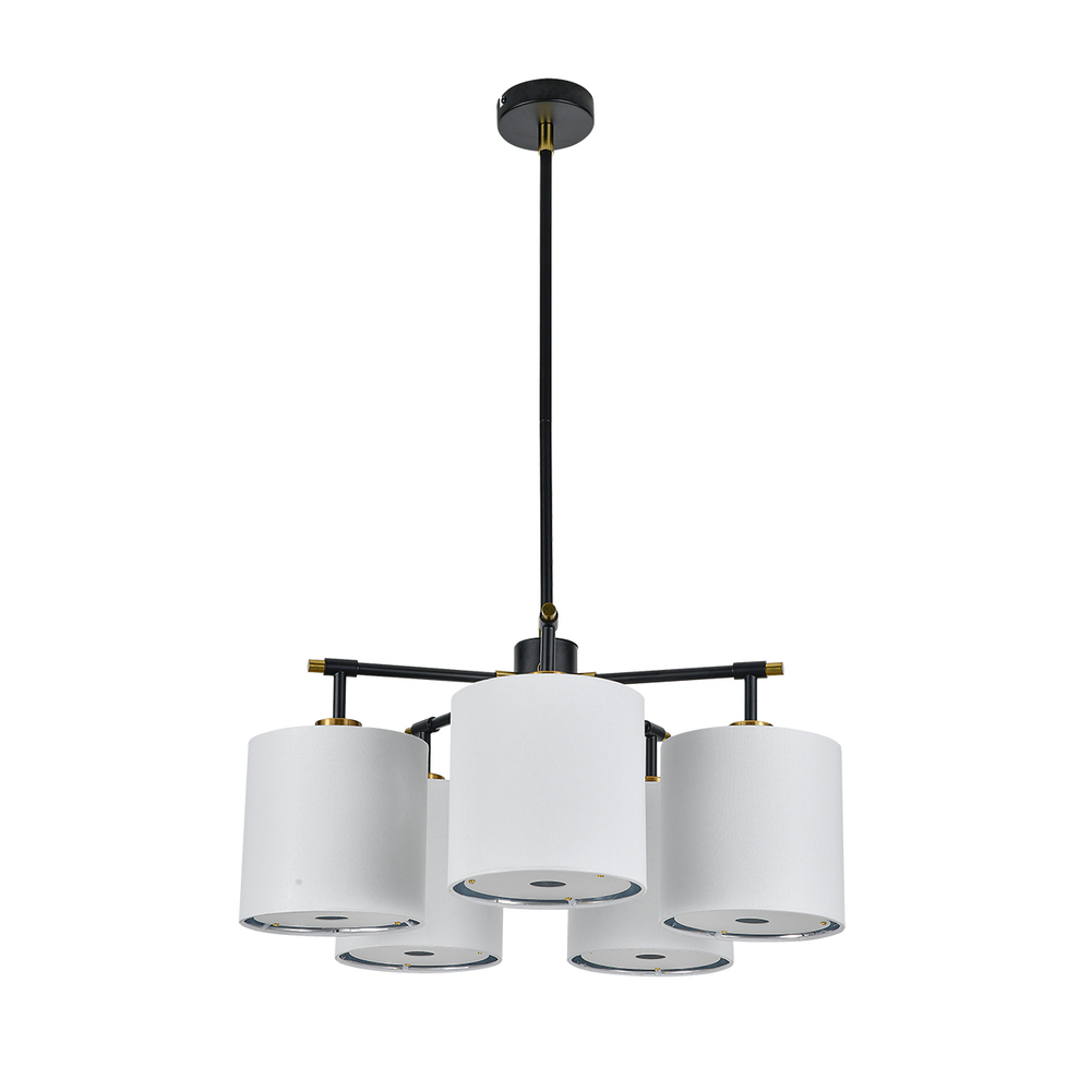 Светильник на штанге 5x60Вт E27, металл/ткань, чёрный