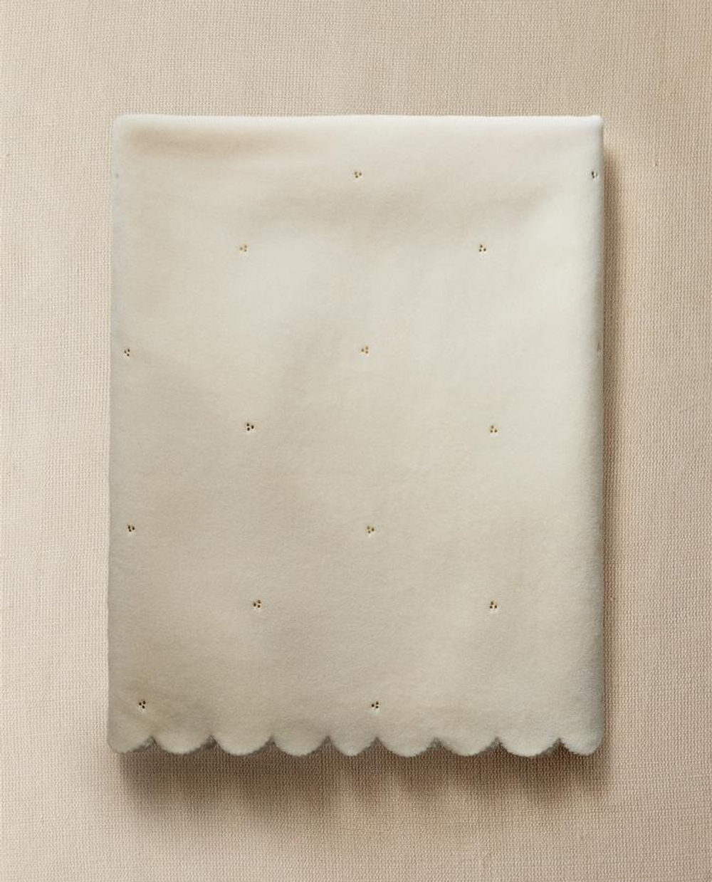 ZARA HOME ДЕТСКИЙ ФЛИСОВЫЙ ПЛЕД С ВЫШИВКОЙ, КРЕМОВЫЙ