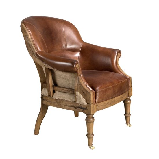 Кресло из кожи коньячно-коричневого цвета, модель 5158