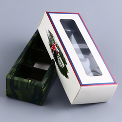 Коробка на 3 конфеты 23 Февраля, 13*5*3.3 см