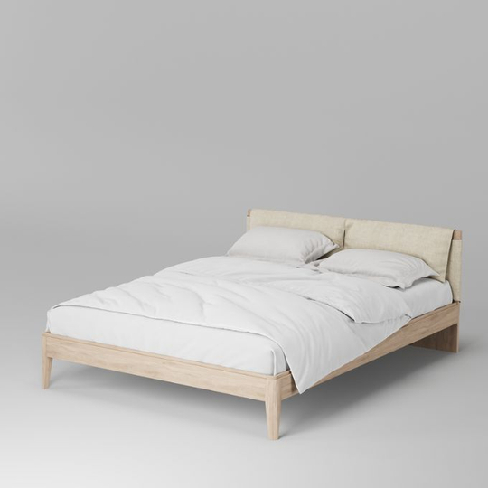 Кровать с мягким изголовьем Иконс 180x200 (беленый дуб)