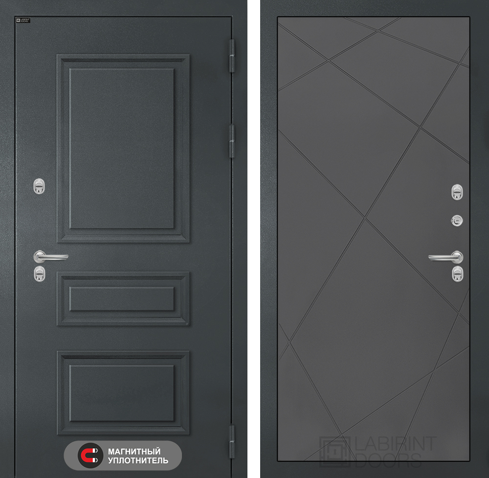 Дверь с терморазрывом входная Лабиринт ATLANTIC 24 Графит софт