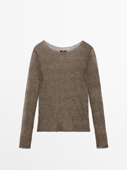 Massimo Dutti Свитер с ажурным узором, цвет верблюжьей шерсти