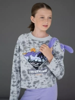 Лонгслив для девочки серый, варенка