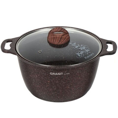 Кастрюля алюминий, антиприг, 6 л, с крыш, Kukmara, Granit Ultra, кга62а, красн