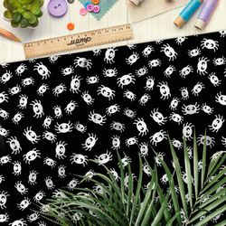 Ткань дюспо белые пауки на чёрном фоне