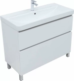 Тумба с раковиной Aquanet Вега 100 344125+323884 белая глянцевая