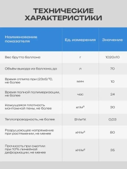 Пена монтажная профессиональная Технониколь 70 PROFESSIONAL всесезонная, 1 шт.
