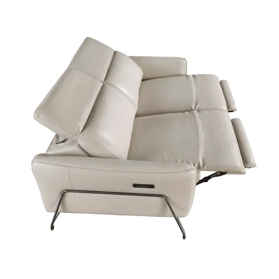 3-местный диван с реклайнером из песочной кожи, модель 6264