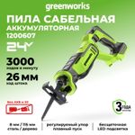 Пила сабельная аккумуляторная Greenworks GPT-BLRS-1 Арт.1200607, 24V, бесщеточная без АКБ и ЗУ