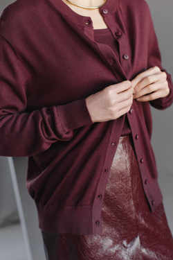 Кардиган из вискозы с шерстью бордовый