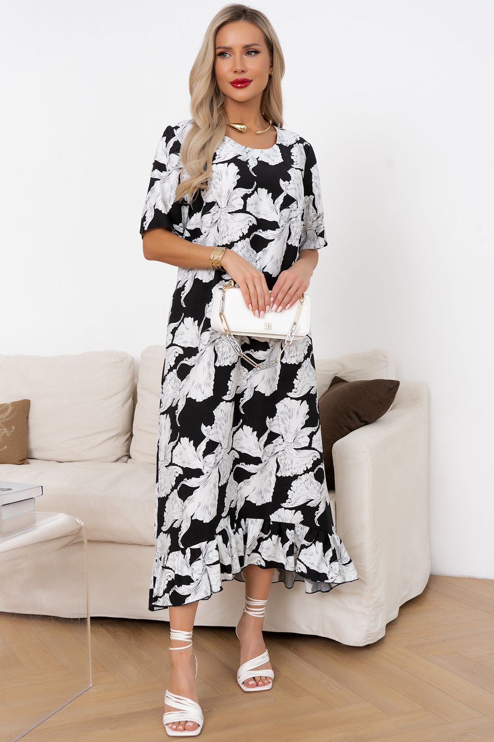 Платье Алсу (черный/белый) Р11-1244 Nikol