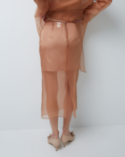 Юбка из шелковой органзы карамель