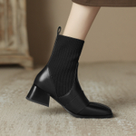 MINGRENYANSE Cow Leather Ankle Boots 4.5cm Women"s