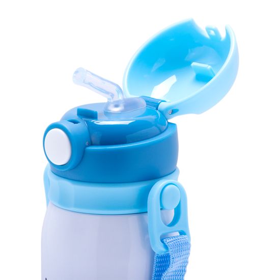 Термос для детей 450 мл. с трубочкой и ремешком Kamille КМ-2028 из нержавеющей стали