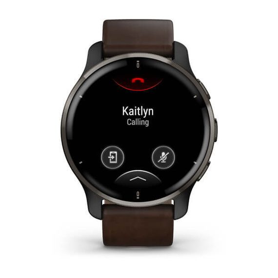 Garmin VENU 2 PLUS серый с серым безелем и кожаным ремешком