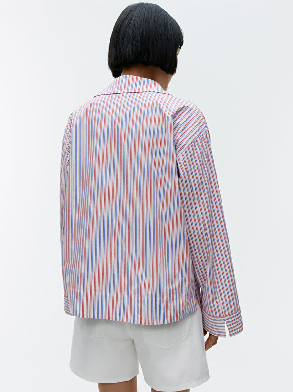 ARKET РУБАШКА ИЗ ХЛОПКА, БЕЛЫЙ/КРАСНЫЙ