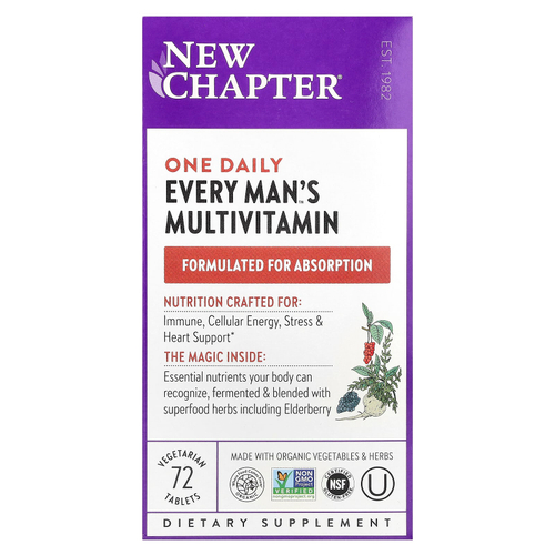 New Chapter, Мультивитамины для мужчин One Daily, 72 вегетарианские таблетки