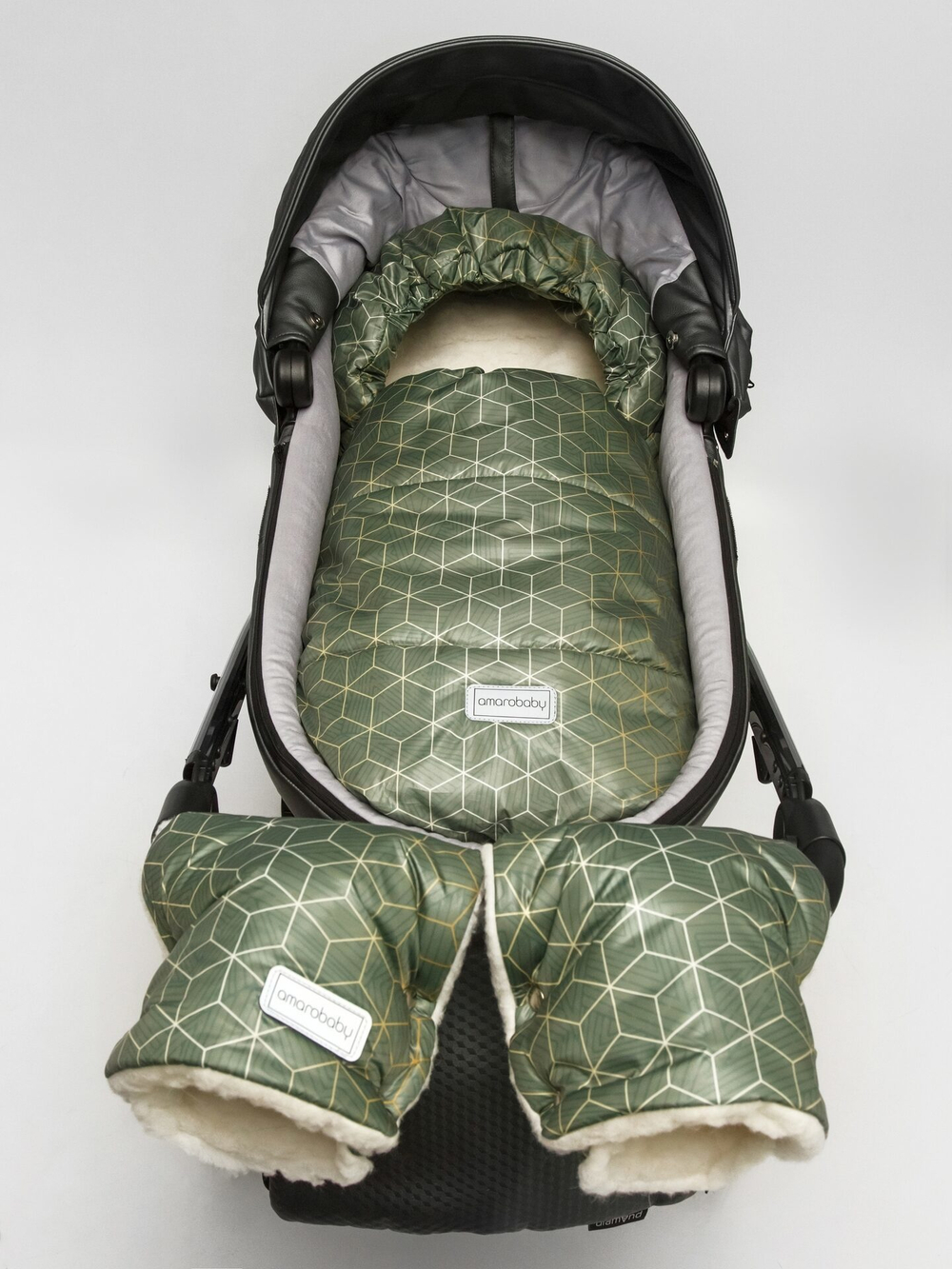 Конверт зимний меховой AMAROBABY Snowy Baby Хаки, 85 см.