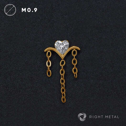 Pendant Rain Heart Crystal PVD Yellow